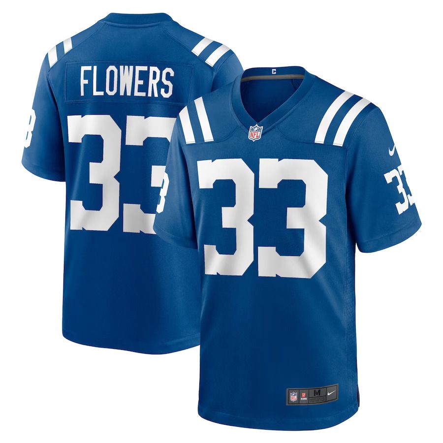 Men Indianapolis Colts 33 Dallis Flowers Nike Royal Game Player NFL Jersey